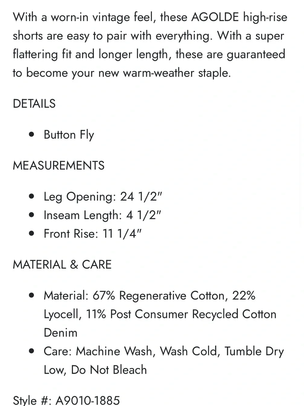 Agolde Parker Denim Shorts - Picture 4 of 4